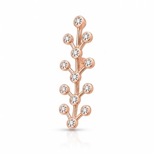 Pendientes de Oro Rosa con Diamantes, Corte Brillante Redondo, Engaste en Bisel, Forma de Planta, Minimalistas, para Uso Diario de Mujer - Product Image 2