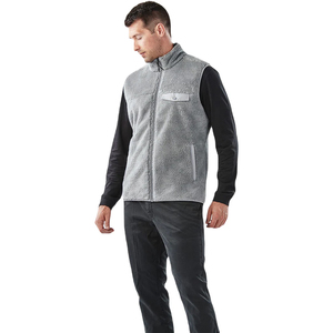Chaleco de lana Sherpa de invierno para hombre, cuello alto, cierre de cremallera, ropa exterior informal cálida con bolsillos laterales, color sólido - Product Image 6