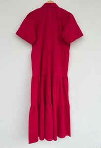 Robe chemise longue Y2K en coton slub rose vif naturel pour femme, à manches courtes, boutonnée, à volants, décontractée pour l'été, faible MOQ, fabricant - Product Image 5