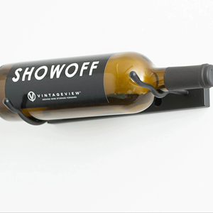 Support mural élégant pour bouteilles de vin, en métal noir mat robuste, pour rangement individuel et décoration intérieure - Product Image 1