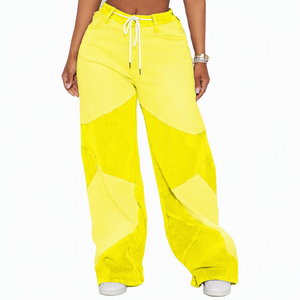 Women's High Waist Yellow <b>Harem</b> Pants Solid Color Cotton Drawstring Loose Fit Ankle Length Casual Spring Style - Product Image 4
