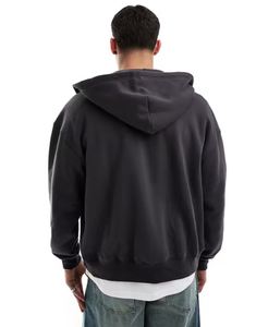 OEM Heavyweight 400gsm French Terry Zipper-<b>Up</b> Lined Drop Shoulder Men's Hoodie with Double Zipper Polyester/Cotton Loose Fit - Product Image 2