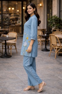 Ensemble coordonné pour femmes très demandé, manches courtes, en poly-linens et coton, écologique, toutes saisons, pour la maison et les soirées - Product Image 2