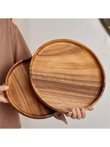 Handmade Eco-Friendly Wooden Plate <b>Set</b> Classic Style Round <b>Serving</b> <b>Dish</b> Best Quality -Dishwasher by blossom craft india - Product Image 2