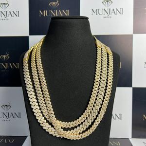 สร้อยคอทองคำชุบแบบกำหนดเอง ประดับเพชร VVS คุณภาพสูง ดีไซน์แบบ Cuban Link ทรง Brilliant Cut ของขวัญแต่งงานสำหรับผู้ชาย - Product Image 5