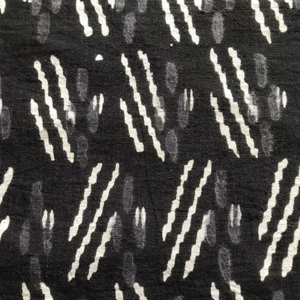 Tissu en coton imprimé à la main en gros – Tissu en coton indien à rayures abstraites noir et blanc pour vêtements et fournisseur de textiles - Product Image 1