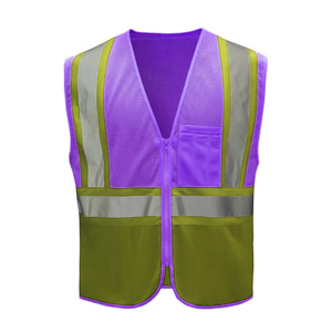 Chaleco de seguridad profesional de malla transpirable en diseño azul y burdeos, proveedor y fabricante de Pakistán - Product Image 6
