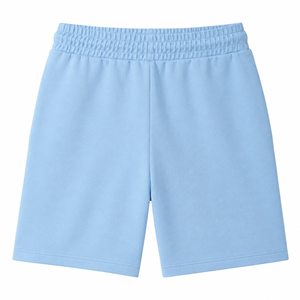 Shorts Bermuda en Coton Écologique Bleu Clair pour Homme avec Logo Avant, Cordon de Serrage à la Taille, Poches, Couleur Unie Décontractée - Product Image 2