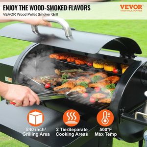 62-Inch Heavy Duty Iron Mini Tabletop Smoker Portable Propane Gas BBQ Grill with Charcoal Cover Cart for <b>Camping</b> Grills - Product Image 2