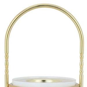 Porte-encens moderne en céramique blanche, style Mabkhara, avec poignée circulaire haute en métal doré, pour la décoration du Ramadan et de l'Aïd - Product Image 5