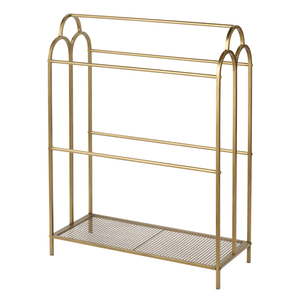 Moderno Toallero de Acero Inoxidable Dorado con Múltiples Barras, Soporte Independiente, Organizador de Baño, Estructura Duradera, Minimalista y Elegante - Product Image 1
