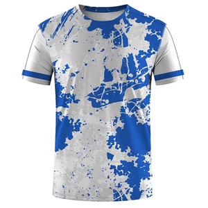T-shirt à manches courtes pour homme, motif géométrique, col rond, séchage rapide, coupe sportive, impression par sublimation, polyester tricoté - Product Image 4