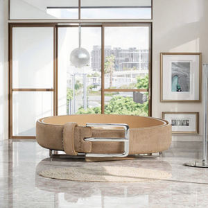 Ceinture authentique en cuir de vachette pleine fleur marron de 3,5 cm, respirante, avec boucle en fer, pour vêtements et accessoires - Product Image 6