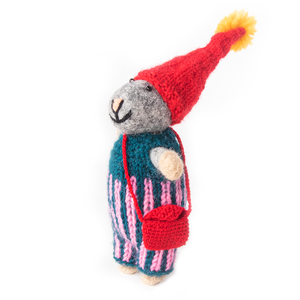 Figura de Cordero Navideño Hecha a Mano con Técnica de Fieltro, Muñeco de Lana con Gorro de Santa Claus para Decoración Navideña - Product Image 2