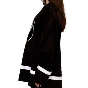 Camiseta Deportiva Oversize de Fútbol Americano con Malla, Diseño Gráfico de Hojas, Manga Larga, Transpirable, de Poliéster, Unisex, Estilo Urbano, Color Negro - Product Image 2