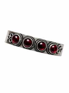 Handcrafted Garnet Four Stone Wide <b>Cuff</b> Bangle Gold/<b>Silver</b> Plated Brass Adjustable Jewelry for Women - Product Image 1
