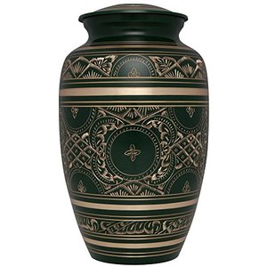 Cercueil funéraire exclusif en laiton antique pour adultes, conçu avec une finition texturée artistique décorative - Product Image 1