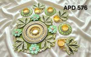 Rangoli de mesa para decoración de Diwali |   Alfombra Decorativa Diya para Decoración del Hogar |   Centro de Mesa Festivo Tradicional para Uso en Puja - Product Image 3