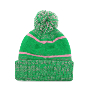 Conjunto de Gorro y Bufanda de Punto Estilo Hermandad Griega Personalizado, Unisex, con Pompón Largo, Rayas y Borde Reforzado, Cálido para Invierno, Acrílico - Product Image 3