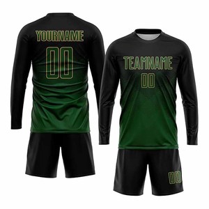 Uniforme de fútbol personalizado con nombre del equipo, jersey de manga larga y pantalones cortos con sublimación impresa - Product Image 5
