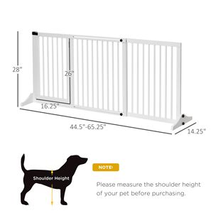 Recinto per Cani Autoportante a 3 Pannelli in Legno, Box Regolabile per Animali Domestici con Porta Bloccabile, Recinzione di Sicurezza Bianca, Misure 44.5x65.25x14.25 Pollici - Product Image 3