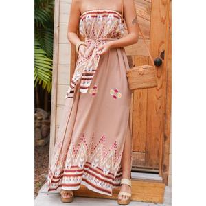 เดรสยาวสไตล์โบฮีเมียนสำหรับผู้หญิง สายเดี่ยวพิมพ์ลาย เหมาะสำหรับฤดูร้อน - Product Image 3