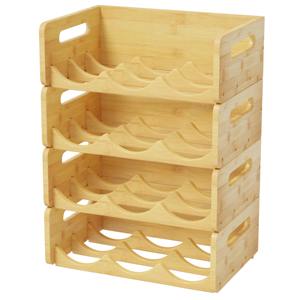 Étagère de rangement horizontale à 4 niveaux en métal pour bouteilles de vin et d'eau, autoportante, sur roulettes, organisateur de comptoir moderne - Product Image 4