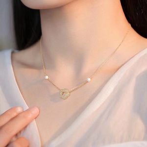 Collar de Perlas de Plata 925 de Estilo Retro de Alta Calidad, Collar de Jade Natural de Hotan con Pequeñas Flores de Ciruelo, Collares de Cuentas de Moda - Product Image 1