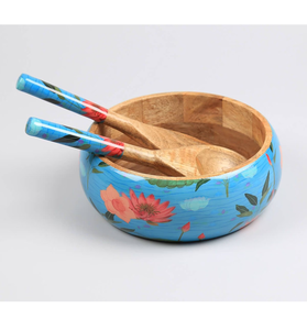 Ensemble de bols décoratifs en émail imprimé sur bois pour la décoration de la maison et le service des aliments, vaisselle décorative - Product Image 5