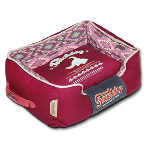 Lit pour chien ultra moelleux à motif tribal diamanté des années 70, meuble pour animaux de compagnie rectangulaire en boîte - Product Image 1