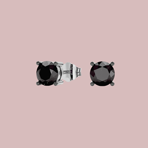 Luxury Black Moissanite Round Cut Stud <b>Earrings</b> Four Prong Solitaire 925 Silver <b>Fine</b> Jewelry Gift for Women Men Elegant Style - Product Image 1