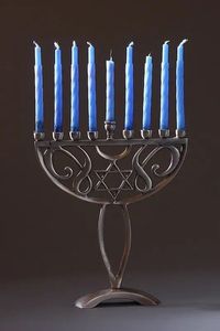 Minimalist <b>Black</b> Metal Menorah Candle Holder Hanukkah Decorative Tabletop Modern Elegant Home Accent Stand - Product Image 5