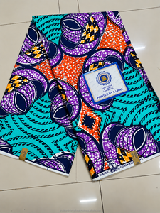 Green <b>Navy</b> Blue Luxury African Wax Print Ankara Fabric Abstract Leaf Pattern for <b>Women</b> Dressmaking - Product Image 4