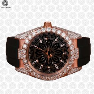 Charm Jewells Reloj de moda de lujo para mujer, caja de acero inoxidable en oro rosa, correa de silicona, movimiento de cuarzo analógico, cristal de zafiro - Product Image 1