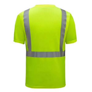 High Visibility Safety T-Shirt <b>Yellow</b> Polyester Reflective Stripes Short Sleeve Wind-proof O-Neck Work Apparel for Men's - Product Image 2