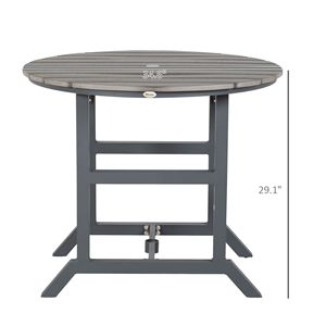 Dark Gray Aluminum Alloy <b>Round</b> Patio Dining <b>Table</b> with Umbrella Hole 4-Seater <b>Folding</b> Outdoor Furniture for Garden or Gym Use - Product Image 3