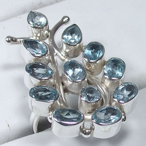 Anillo Bohemio Sukhmani para Mujer, Plata de Ley 925 con Topacio Azul en Engaste de Bisel, para Boda/Fiesta/Aniversario - Certificado por Terceros - Product Image 5