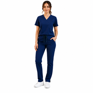 Ensemble d'uniformes médicaux unisexes en polyester/coton tissé, respirant, anti-boulochage, détectable par les détecteurs de métal, vêtements de travail à coutures thermocollées - Product Image 3