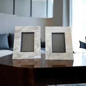 Elegant <b>White</b> Marble Photo <b>Frame</b> Handmade Lightweight for Natural Stone Home Dcor Tabletop Display Gift - Product Image 2