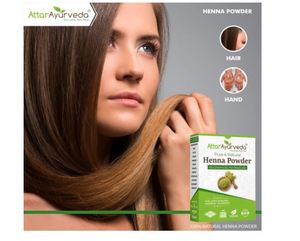 Poudre de henné naturel Attar Ayurveda pour la coloration et la croissance des cheveux (200 g) - Product Image 2