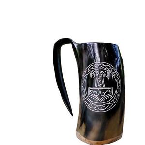 Mug à boire en corne de buffle naturelle fait main, design vintage en forme de cloche, pour bière et hydromel, vente en gros - Product Image 2