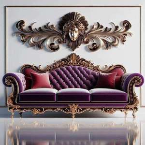 Premium Luxury Solid Teak Wood Traditional Royal Carved Design Eco-Friendly 3-Seater <b>Sofa</b> <b>Set</b> for Grand Living Room - Product Image 1