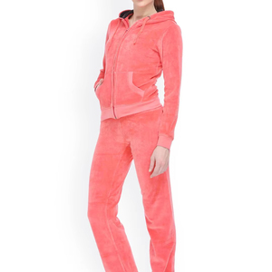 Conjunto Deportivo de 2 Piezas de Terciopelo 100% Algodón, Sudadera con Capucha y Pantalones de Chándal para Mujer, Invierno, Ecológico, Ligero, para Gimnasio - Product Image 1