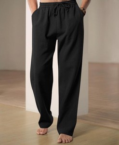 Pantalon cargo décontracté taille haute en toile 100 % coton, coupe droite, léger, avec bande réfléchissante et élastique - Product Image 6