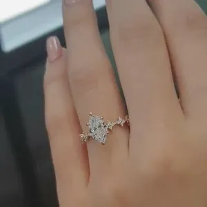 Moissanite Engagement <b>Ring</b> <b>925</b> <b>Silver</b> Lightweight Elegant Women Jewelry - Product Image 4