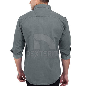 เสื้อเชิ้ตยีนส์ผู้ชายลำลองสั่งทำโลโก้ขายส่ง ระบายอากาศได้ดี เหมาะสำหรับใช้งานกลางแจ้ง คุณภาพสูง สำหรับขายออนไลน์ - Product Image 3