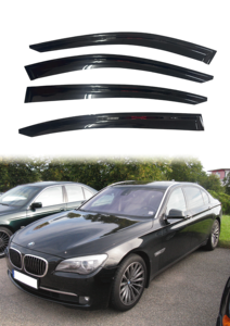 Viseras para Ventanas de Acrílico Negro Transparente Slimline para BMW Serie 7 F02 LWB 2008-2015, Juego de 4 Piezas con Cinta 3M - Product Image 2