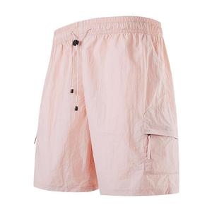 Shorts cargo gris clair pour hommes, séchage rapide, taille à cordon, décontractés, longueur Bermuda, taille mi-haute, en polyester tissé - Product Image 2