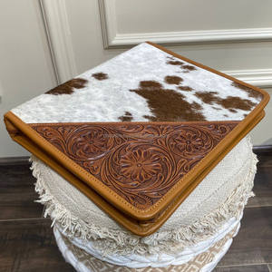 Cartera de cuero y cuero de vaca con herramientas manuales de marca personalizada, estuche para documentos de alta calidad, carpeta de archivos de negocios, cubierta para carpeta de anillas - Product Image 3