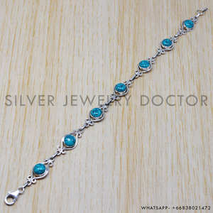 Turquoise Gemstone <b>Bracelet</b> 925 Sterling Solid <b>Silver</b> Handmade Design Fine Jewelry Wholesale <b>Silver</b> Fine <b>Bracelets</b> Gift - Product Image 3